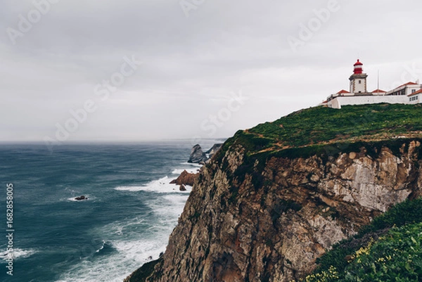 Obraz Dramatic coastal cliffs with waves in Portugal