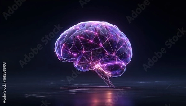 Obraz 3D brain model, glowing network