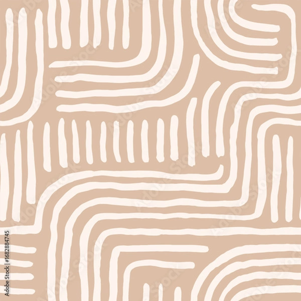 Obraz Aesthetic elegant line brush stroke shapes Seamless Pattern.