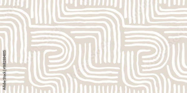 Obraz Aesthetic elegant line brush stroke shapes Seamless Pattern.