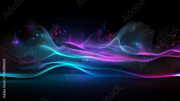 Fototapeta The dynamic interaction of sound waves and glowing light creates a captivating scene.