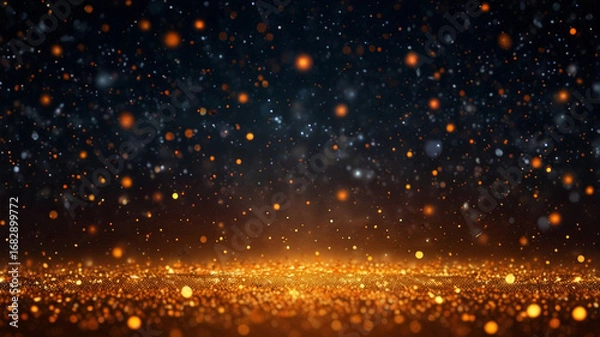 Fototapeta Golden christmas lights abstract background with sparkle