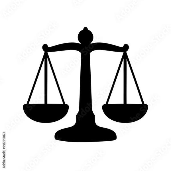Fototapeta Silhouette illustration of a balance scale, representing justice and fairness in court