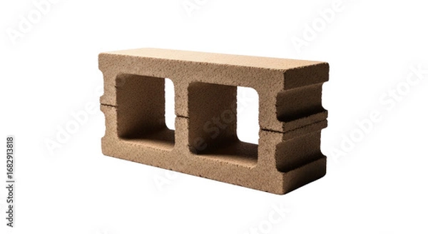 Fototapeta Concrete block sits in isolation. Construction material, building, structure, industry, architecture.
