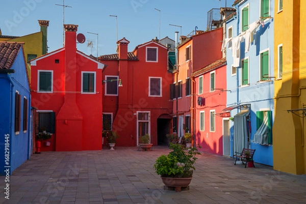 Fototapeta Colorful Houses in Burano Square