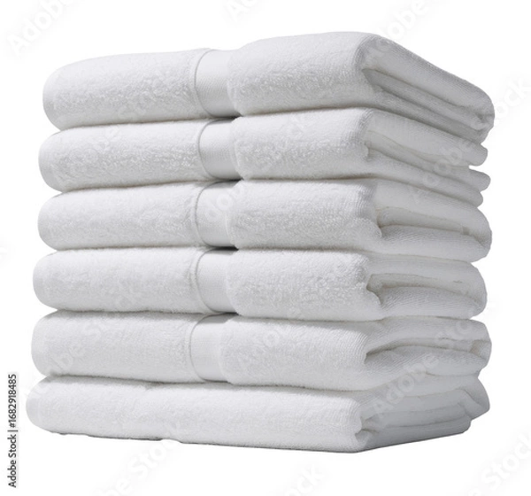 Fototapeta stacked white towels on white background