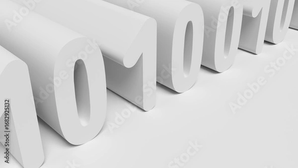 Fototapeta Binary code isolated on gray background. 3d illustration.