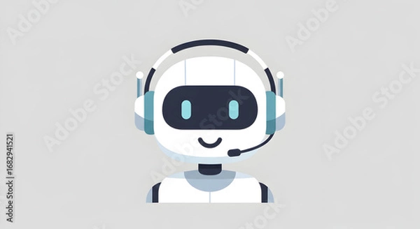 Obraz Friendly AI Robot with Headset and Microphone.