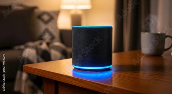 Obraz Smart Speaker on Table in Living Room.