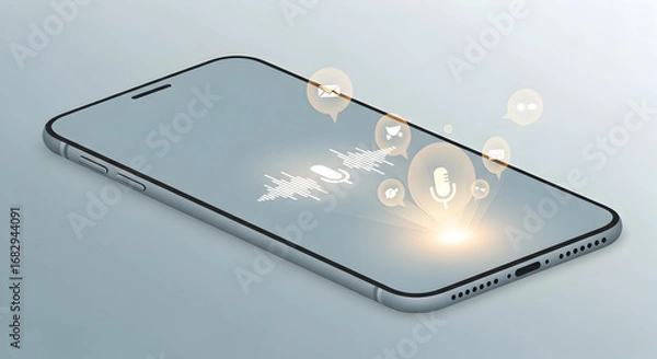 Obraz Modern Smartphone with Glowing Light Bulbs.