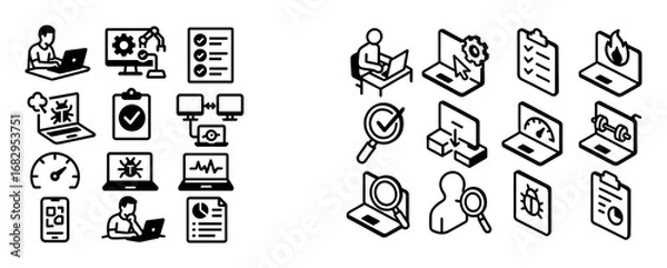 Fototapeta Software Testing Icons Grid