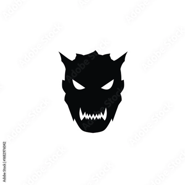 Fototapeta Fierce monster face sharp teeth glowing eyes creature