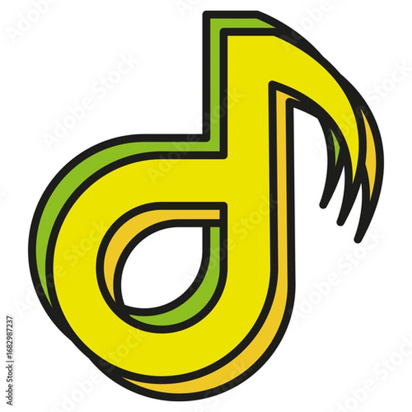 Obraz Colorful Cartoon Style Musical Note Symbol with Thick Outline Element