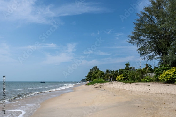 Obraz tropical beach with palm trees and blue sky