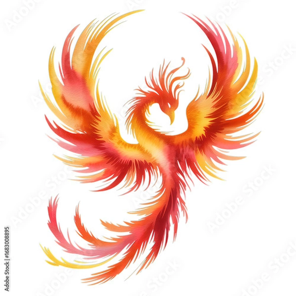 Fototapeta Vibrant Phoenix rising from fire representing rebirth and transformation