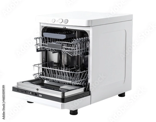 Fototapeta Compact Countertop Dishwasher with Buttons, isolated on transparent background PNG