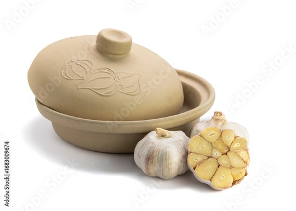 Obraz Garlic with Ceramic Roaster