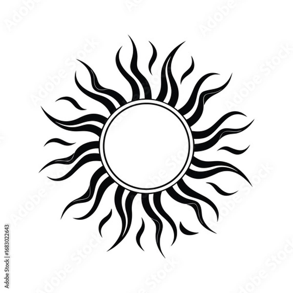Fototapeta Simple, stylized sunburst design perfect for logo or tattoo.