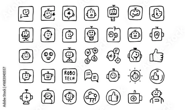 Fototapeta hand drawn icon, Hand-Drawn Icons, icon, set, button, vector, icons, symbol, sign, illustration