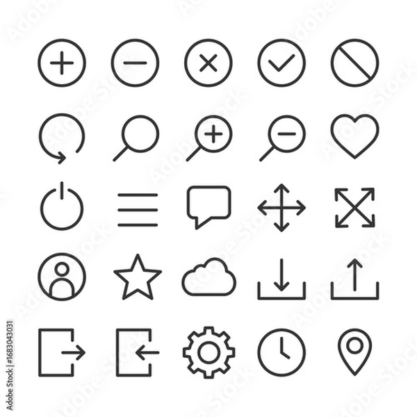 Fototapeta Minimal line app vector icons set