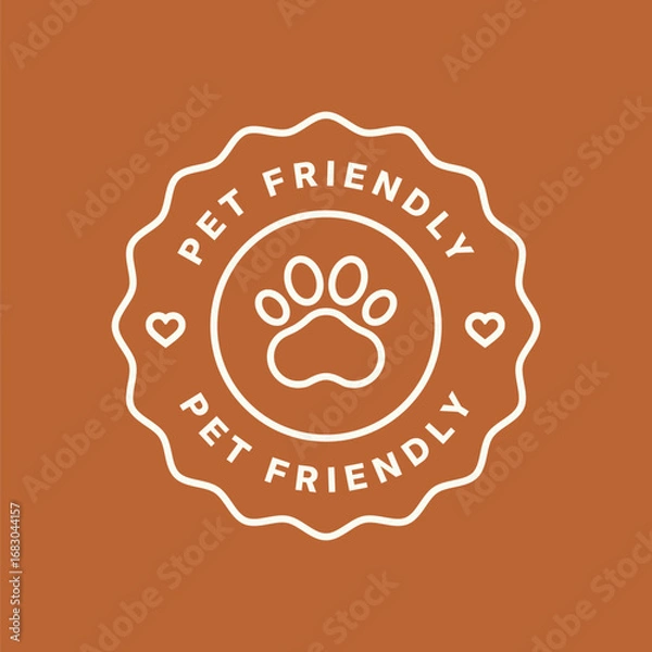 Fototapeta Pet friendly round outline vector seal