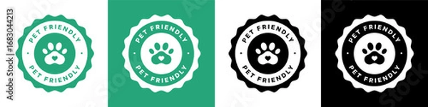 Fototapeta Pet friendly round vector badges collection