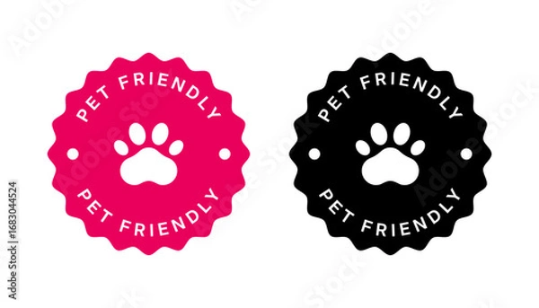 Fototapeta Pet friendly round pink vector stamps