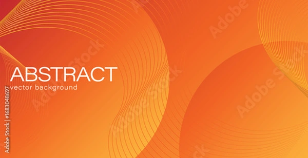 Fototapeta Wavy orange abstract geometric vector background with thin lines and circles