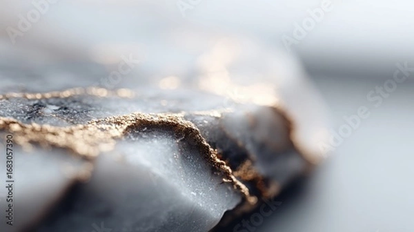 Fototapeta Close-up of a black and gold marbled stone showcasing its intricate textures and patterns
