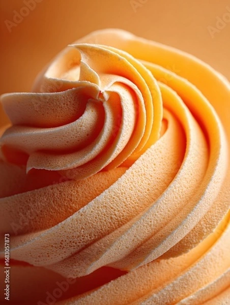 Fototapeta Creamy orange swirl dessert on display showcases indulgence and sweetness at a summer event