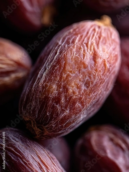 Fototapeta Dried dates piled together showcasing their rich texture and natural sweetness
