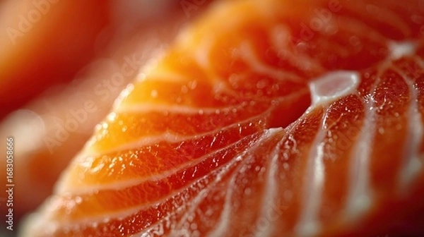 Fototapeta Fresh salmon fillet with vibrant color displayed on a clean surface