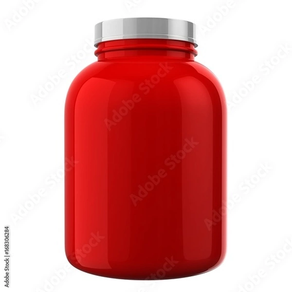 Obraz Red Protien Bottle with White Cap