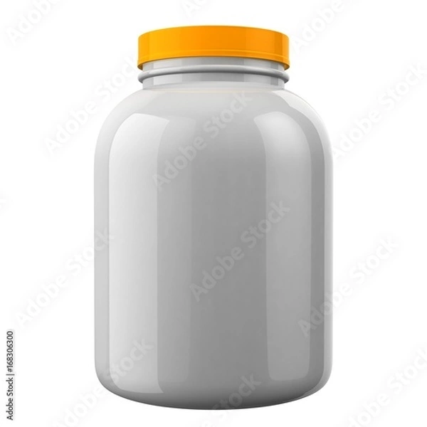 Obraz White Protien Bottle with Orange Cap