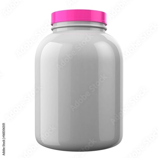 Obraz White Protien Bottle with Pink Cap
