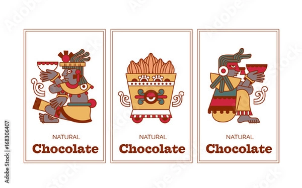 Obraz Vector illustration aztec cacao pattern for chocolate package design.