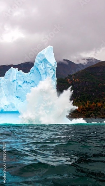 Fototapeta Iceberg breaking off in a dramatic display