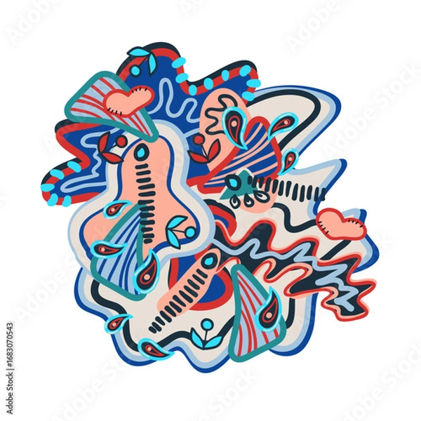 Fototapeta Abstract Fashion Boho Print, Isolated Vector Opulence Romantic Rock and Roll 70s Illustration