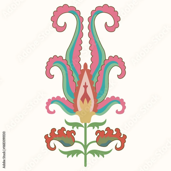 Fototapeta This new design showcases a traditional Uzbek ornament, drawing inspiration from the rich heritage of Turkic nomadic cultures. Featuring intricate geometric patterns, stylized animal and plant motifs