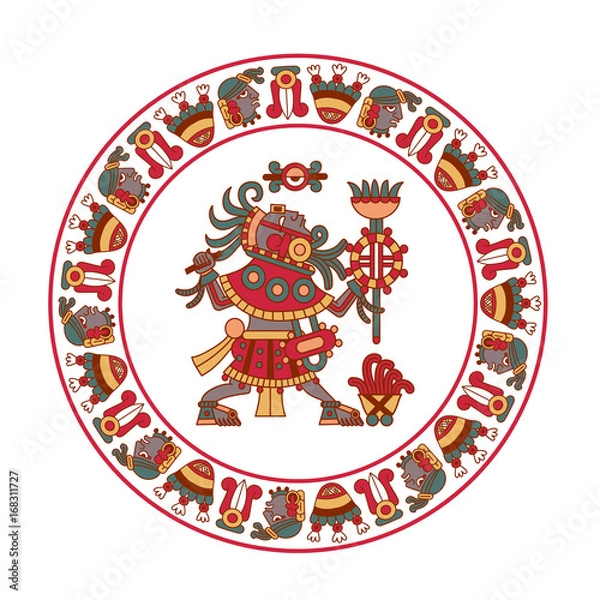 Obraz Vector illustration aztec cacao pattern for chocolate package design.