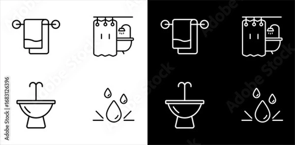 Obraz Set of bathroom icons, Bathroom Improvement and Bathroom Decor. Line with editable stroke 02.eps
