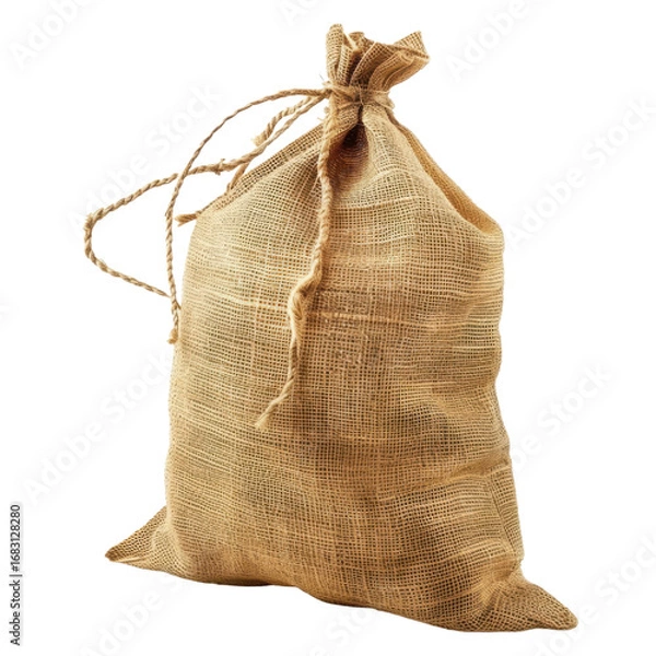 Fototapeta Burlap sack tied with twine rustic and natural look