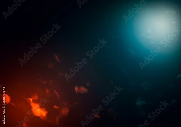 Fototapeta Abstract fiery glow against deep blue and black background