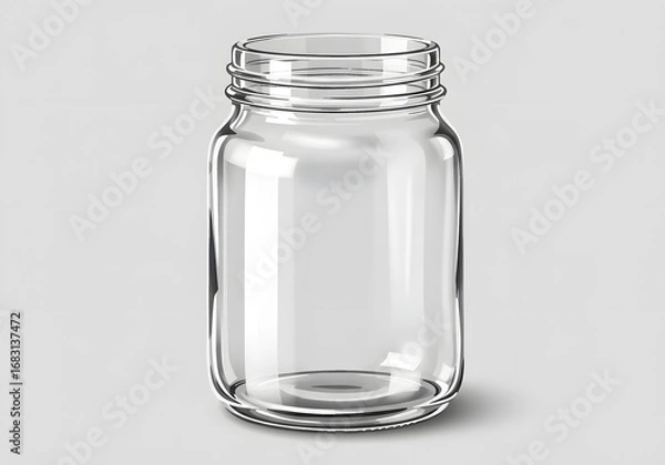 Fototapeta Isolated empty glass jar with screw lid and transparent background