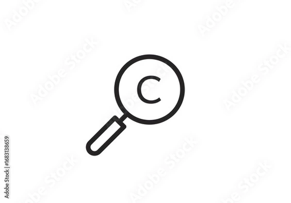 Fototapeta Magnifying glass with letter c icon for copyright and content