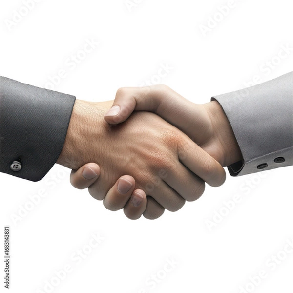 Fototapeta Business handshake symbolizes partnership agreement and success in a professional setting highlighting trust and collaboration between two individuals on transparent background