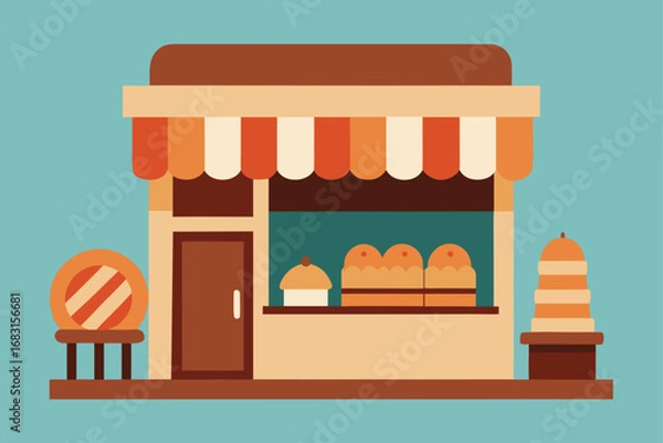 Fototapeta a charming old fashioned bakery with freshly baked