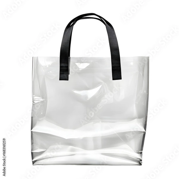 Fototapeta Stylish Transparent Shopping Bag with Black Handles for Elegance and Class