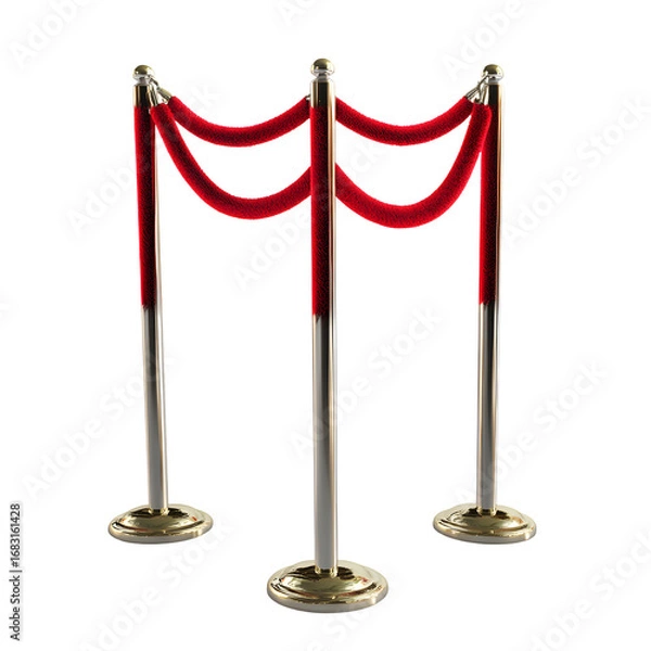 Fototapeta Velvet Rope Barrier 3D Rendered Isolated on White Background