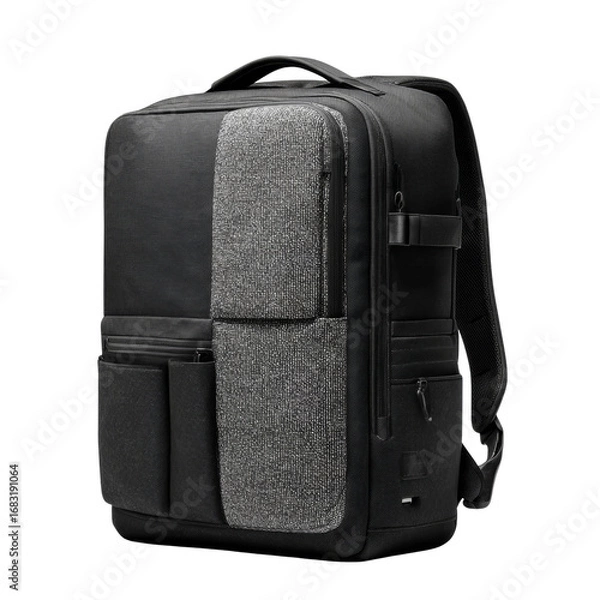 Fototapeta Modern minimalist backpack with textured detail, isolated on a clean, transparent backdrop for